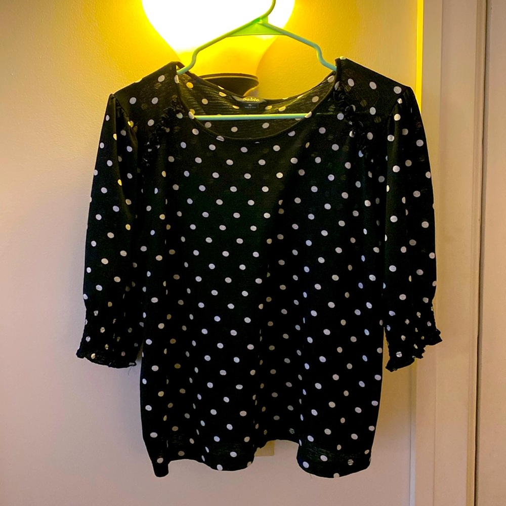 Sabie polka dot top in black and white size XL